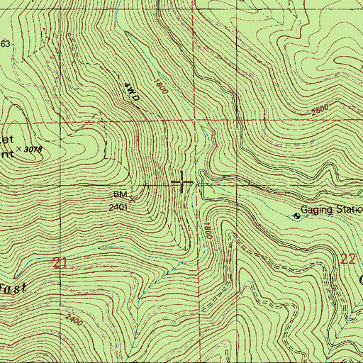 Topographic Map of Floodwood Creek, ID