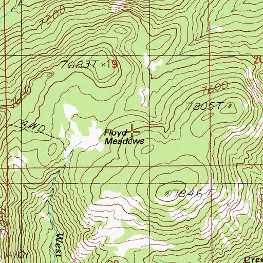 Topographic Map of Floyd Meadows, ID
