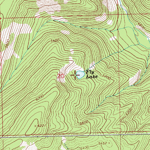 Topographic Map of Fly Lake, ID
