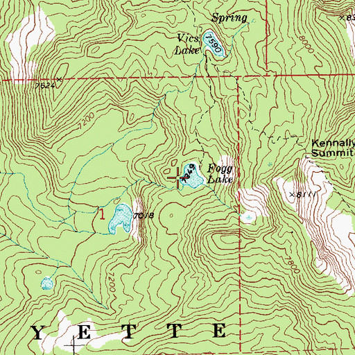 Topographic Map of Fogg Lake, ID