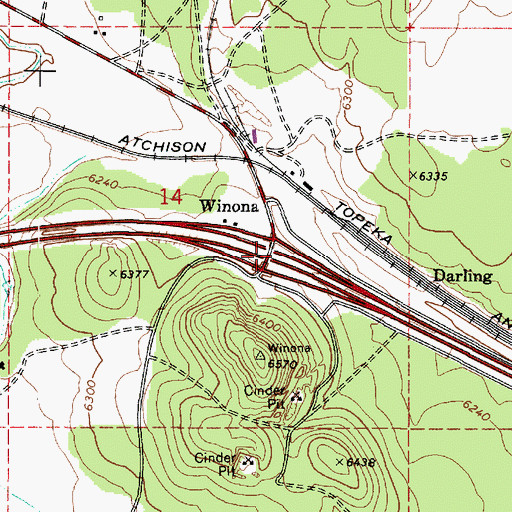 Topographic Map of Winona Interchange, AZ