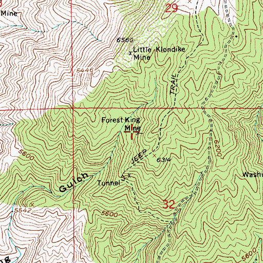 Topographic Map of Forest King Mine, ID