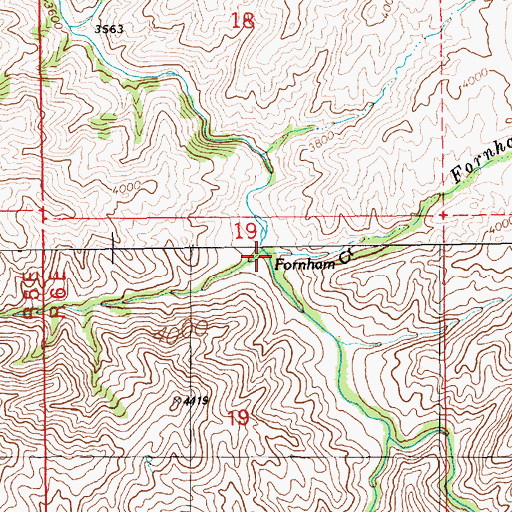 Topographic Map of Fornham Creek, ID