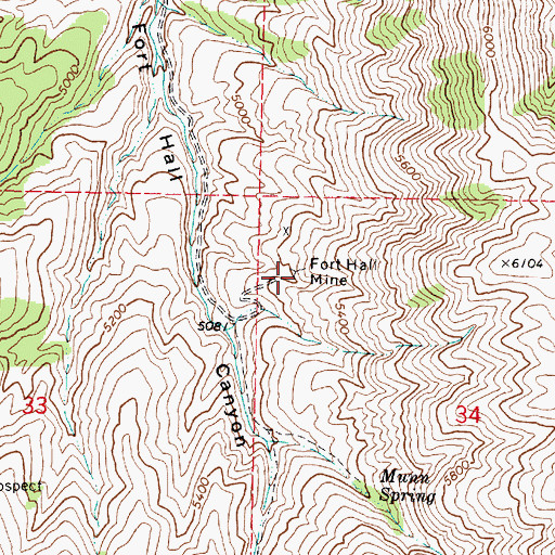 Topographic Map of Fort Hall Mine, ID