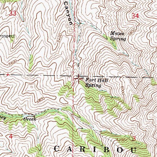 Topographic Map of Fort Hall Spring, ID