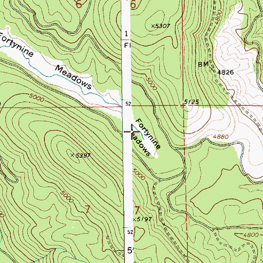 Topographic Map of Fortune Meadows, ID