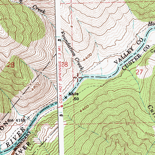 Topographic Map of Foundation Creek, ID