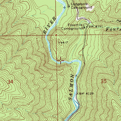Topographic Map of Fourmile Creek, ID