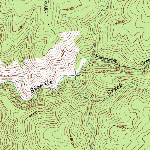 Topographic Map of Fourmile Creek, ID