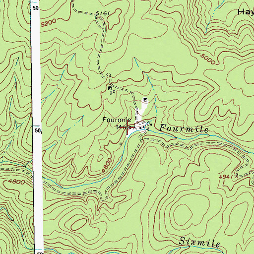 Topographic Map of Fourmile Mine, ID