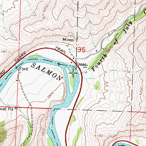 Topographic Map of Fourth of July Creek, ID