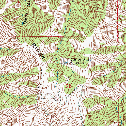 Topographic Map of Fourth of July Spring, ID