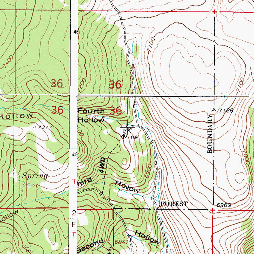 Topographic Map of Fourth Hollow, ID