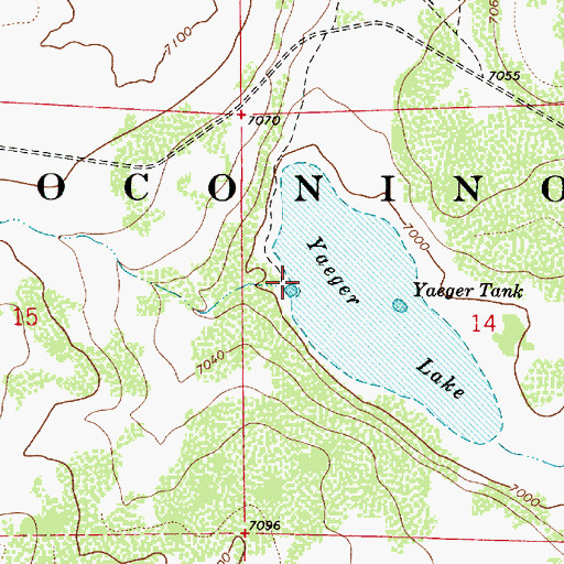 Topographic Map of Yeager Number One Tank, AZ