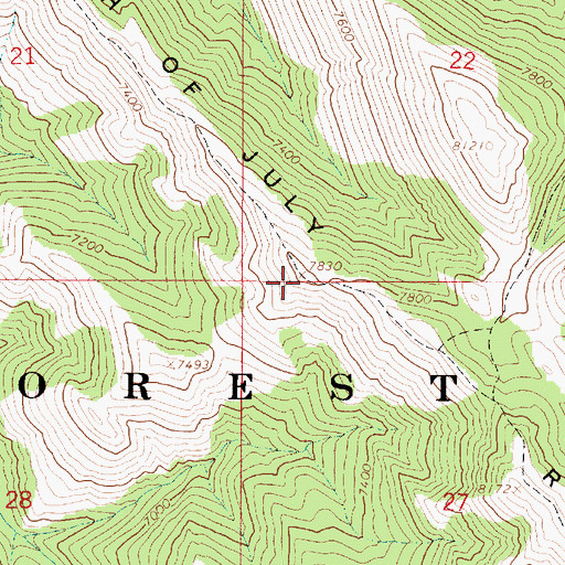 Topographic Map of Fourth of July Ridge, ID
