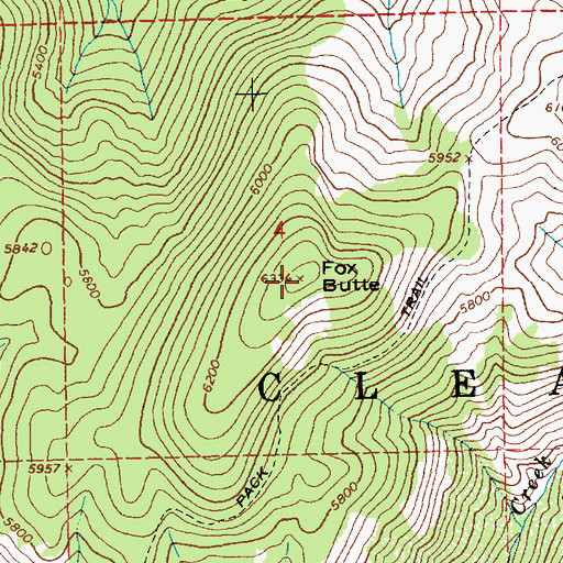 Topographic Map of Fox Butte, ID