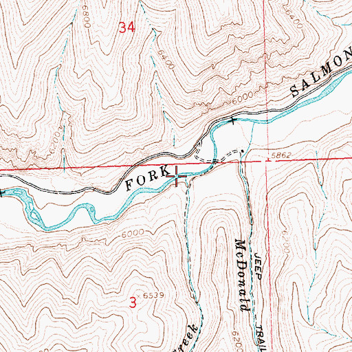 Topographic Map of Fox Creek, ID