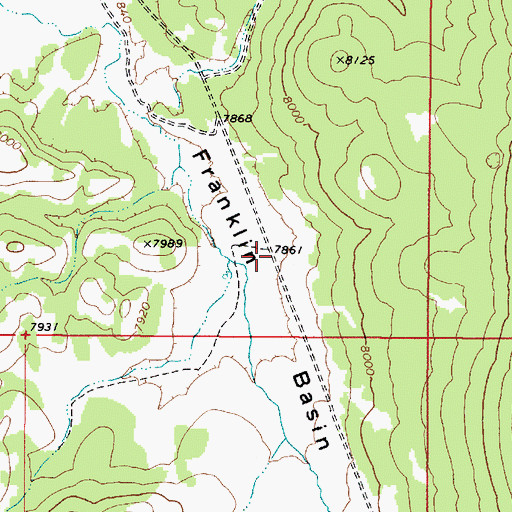 Topographic Map of Franklin Basin, ID