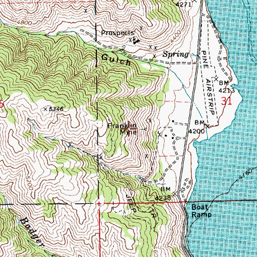 Topographic Map of Franklin Mine, ID