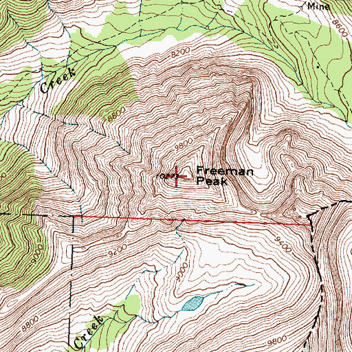 Topographic Map of Freeman Peak, ID