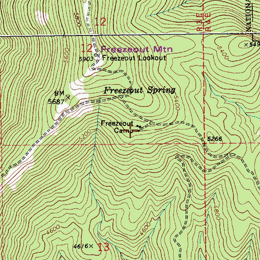 Topographic Map of Freezeout Camp, ID
