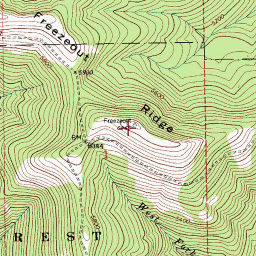 Topographic Map of Freezeout Ridge, ID