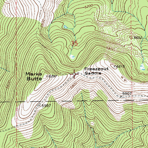 Topographic Map of Freezeout Saddle, ID