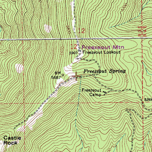 Topographic Map of Freezeout Spring, ID
