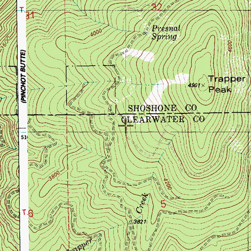 Topographic Map of Freezeout Trail, ID