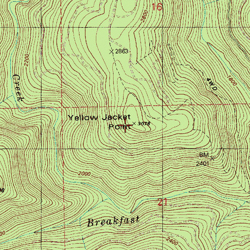 Topographic Map of Freezeout Trail Lookout, ID