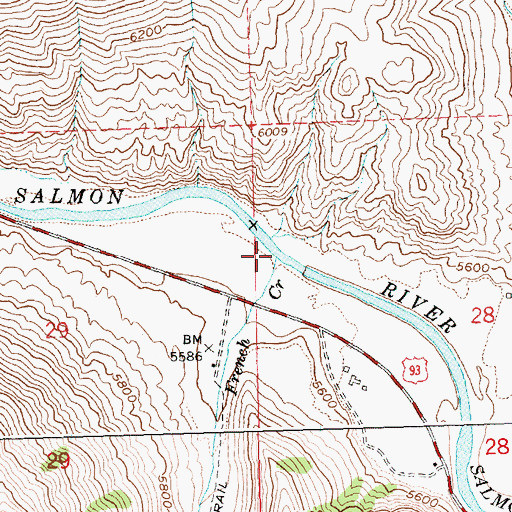 Topographic Map of French Creek, ID