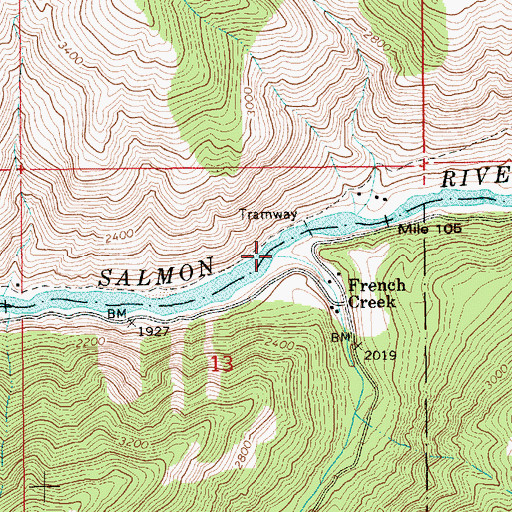 Topographic Map of French Creek, ID