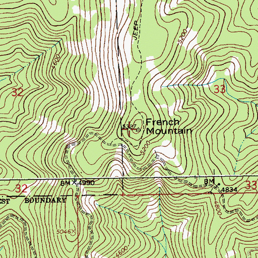 Topographic Map of French Mountain, ID