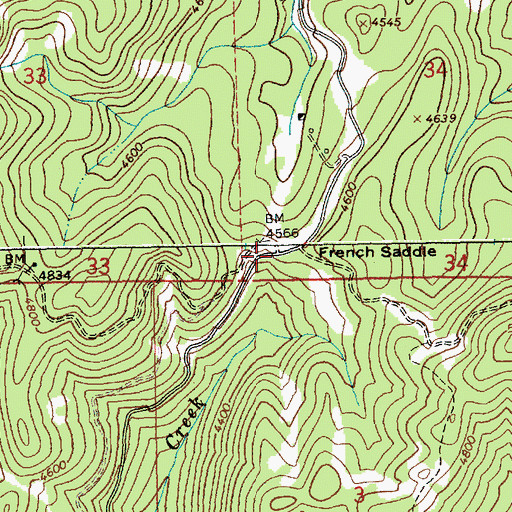 Topographic Map of French Saddle, ID