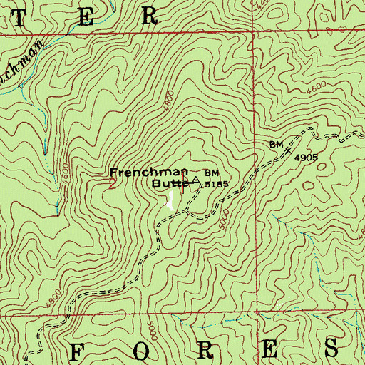 Topographic Map of Frenchman Butte, ID