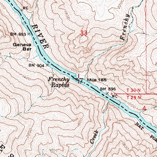 Topographic Map of Frenchy Creek, ID