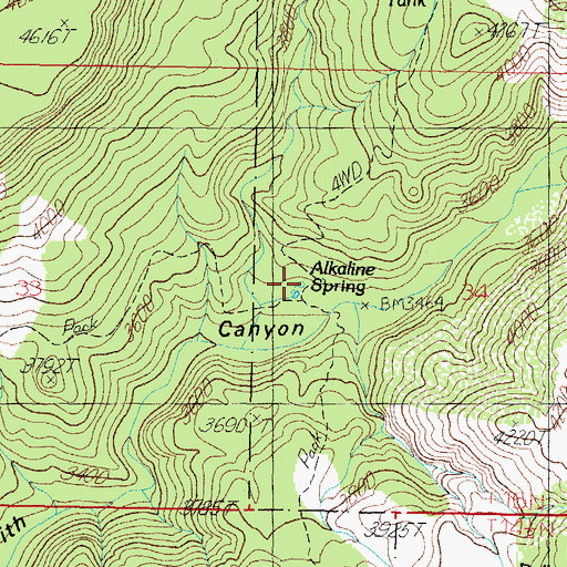 Topographic Map of Alkaline Spring, AZ