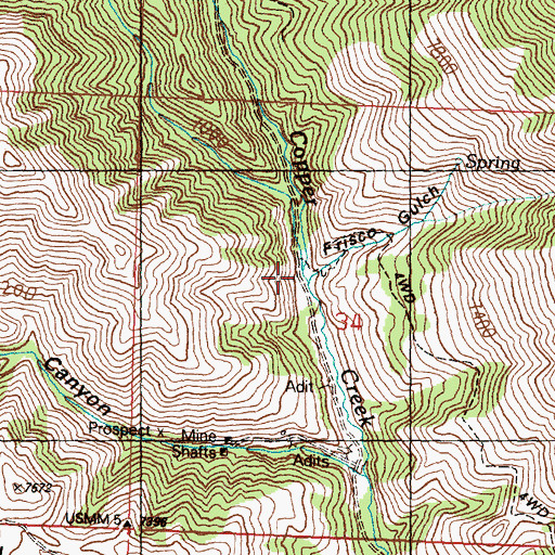Topographic Map of Frisco Gulch, ID