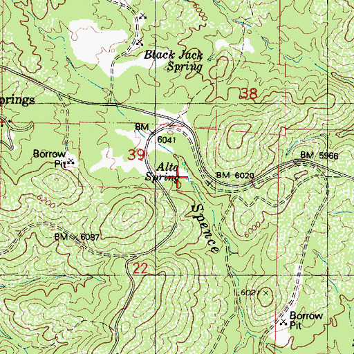 Topographic Map of Alto Spring, AZ