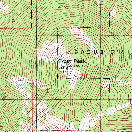 Topographic Map of Frost Peak, ID