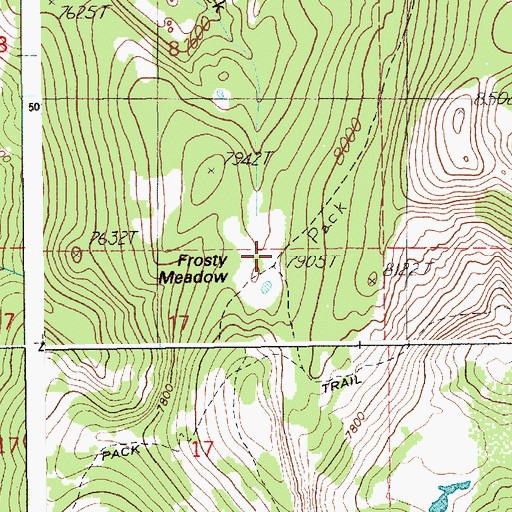 Topographic Map of Frosty Meadows, ID