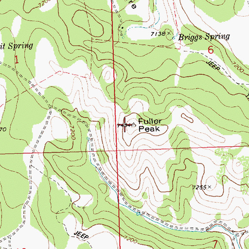 Topographic Map of Fuller Peak, ID