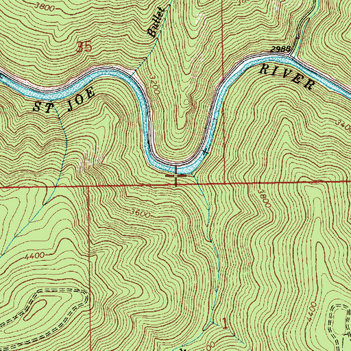 Topographic Map of Fuzzy Creek, ID