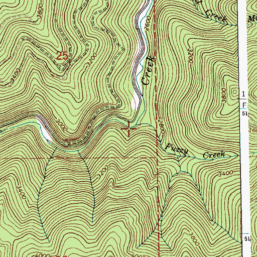 Topographic Map of Fuzzy Creek, ID