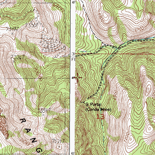 Topographic Map of G Portal, ID