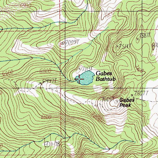 Topographic Map of Gabes Bathtub, ID