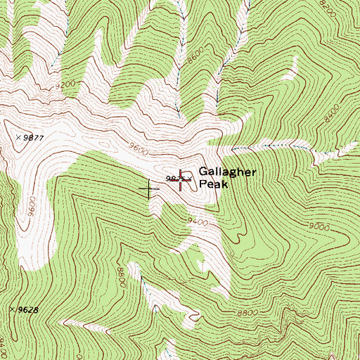 Topographic Map of Gallagher Peak, ID