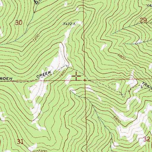 Topographic Map of Garden Creek Trail, ID
