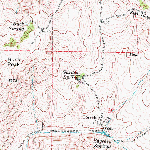 Topographic Map of Garden Spring, ID
