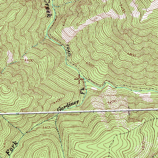 Topographic Map of Gardiner Fork, ID
